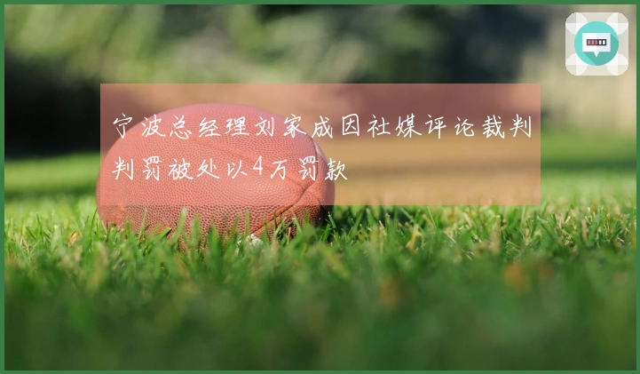 宁波总经理刘家成因社媒评论裁判判罚被处以4万罚款